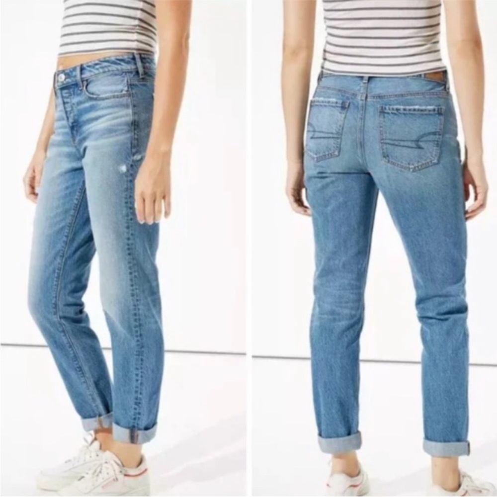 AEO Tomgirl Button Fly Jeans Denim American Eagle Outfitters 4 X-Long